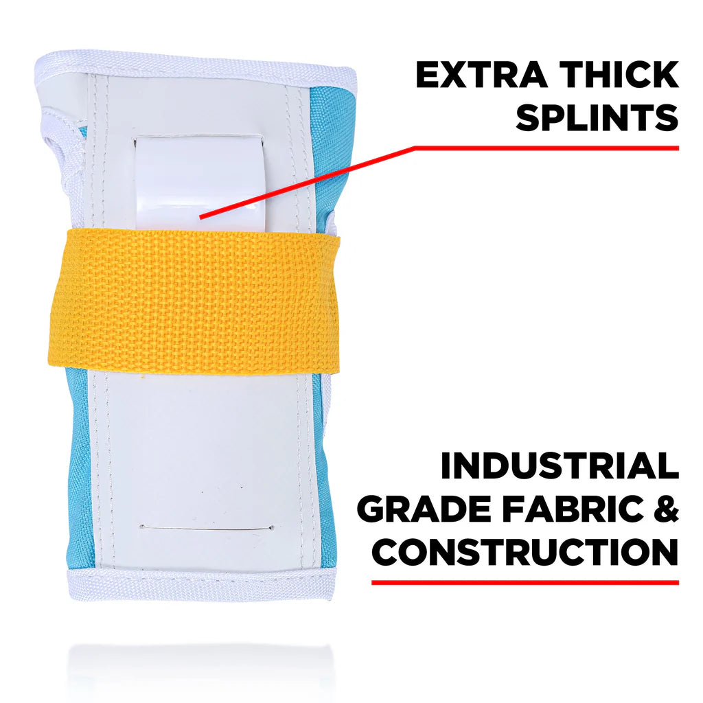 Extra-thick knee brace with white foam liner, teal fabric, and orange compression strap