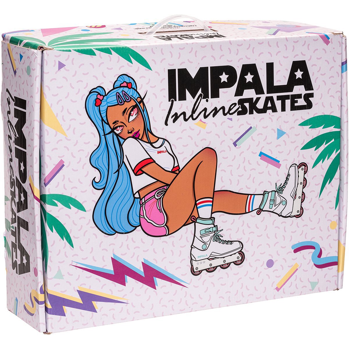Impala Infinskates retail box with printed illustration and inline skate design