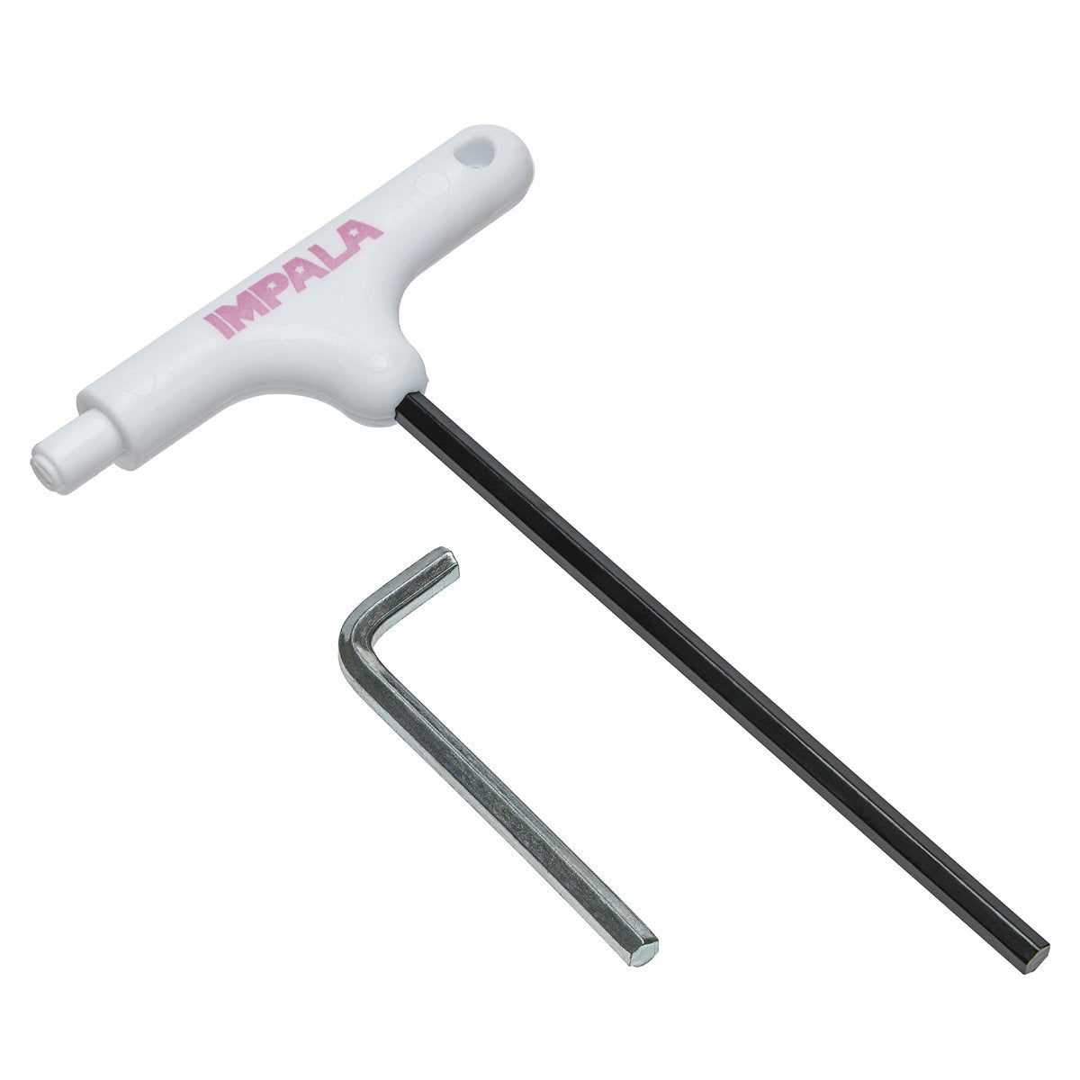 White Impala skate tool with one wrench handle and two hex keys