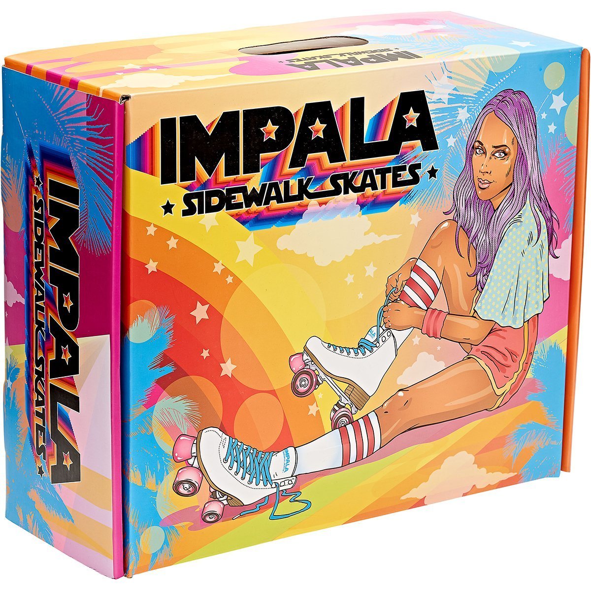 Impala Sidewalk Skates box packaging for pink quad roller skates