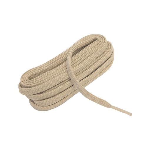 Beige shoelaces, coiled bundle with lace tips