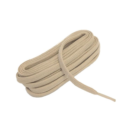 Beige shoelaces, coiled bundle with lace tips