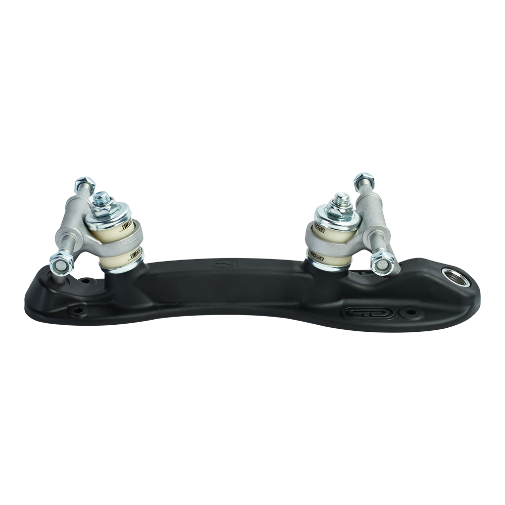 Riedell 111 roller skates set with white boots and black base plate