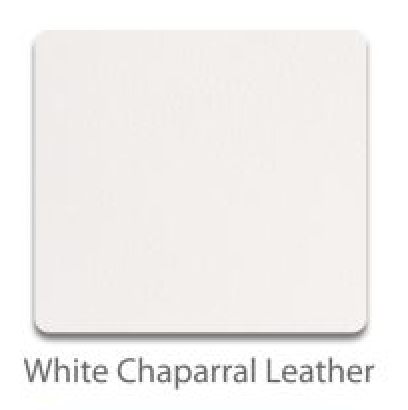 White leather toe guard color swatch with rivets and strap-hole detail