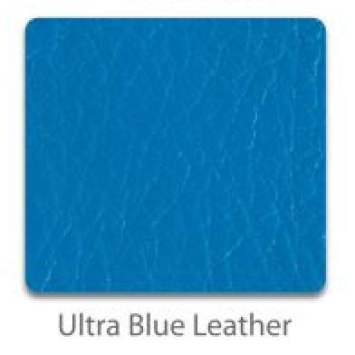 Ultra blue leather toe guard color swatch with rivets and strap-hole detail
