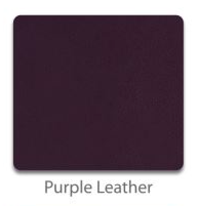 Purple leather toe guard color swatch with rivets and strap-hole detail