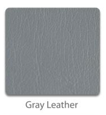 Gray leather toe guard color swatch with rivets and strap-hole detail