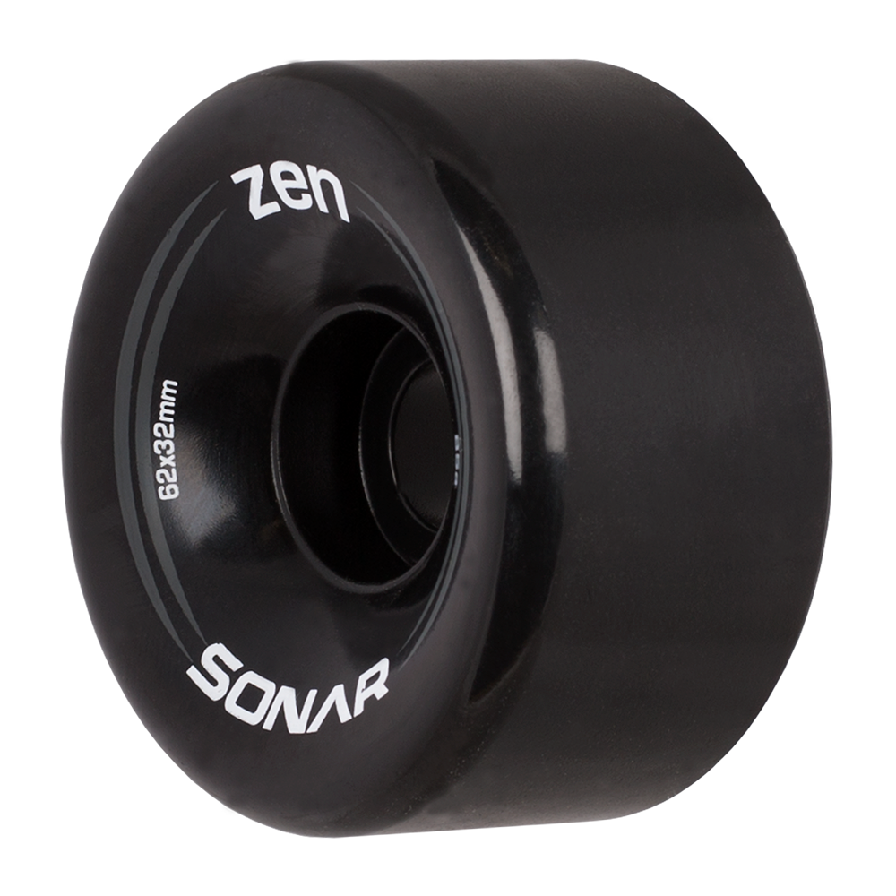Black outdoor skate wheel with Zen and SONAR branding on the side