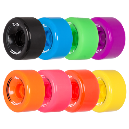 Outdoor skate wheels set of 4 in black, blue, green, and purple colorways