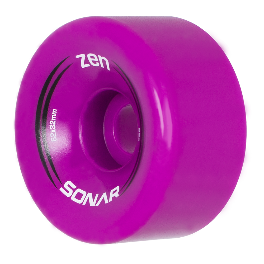 Purple outdoor skate wheel with Zen and SONAR branding on the side