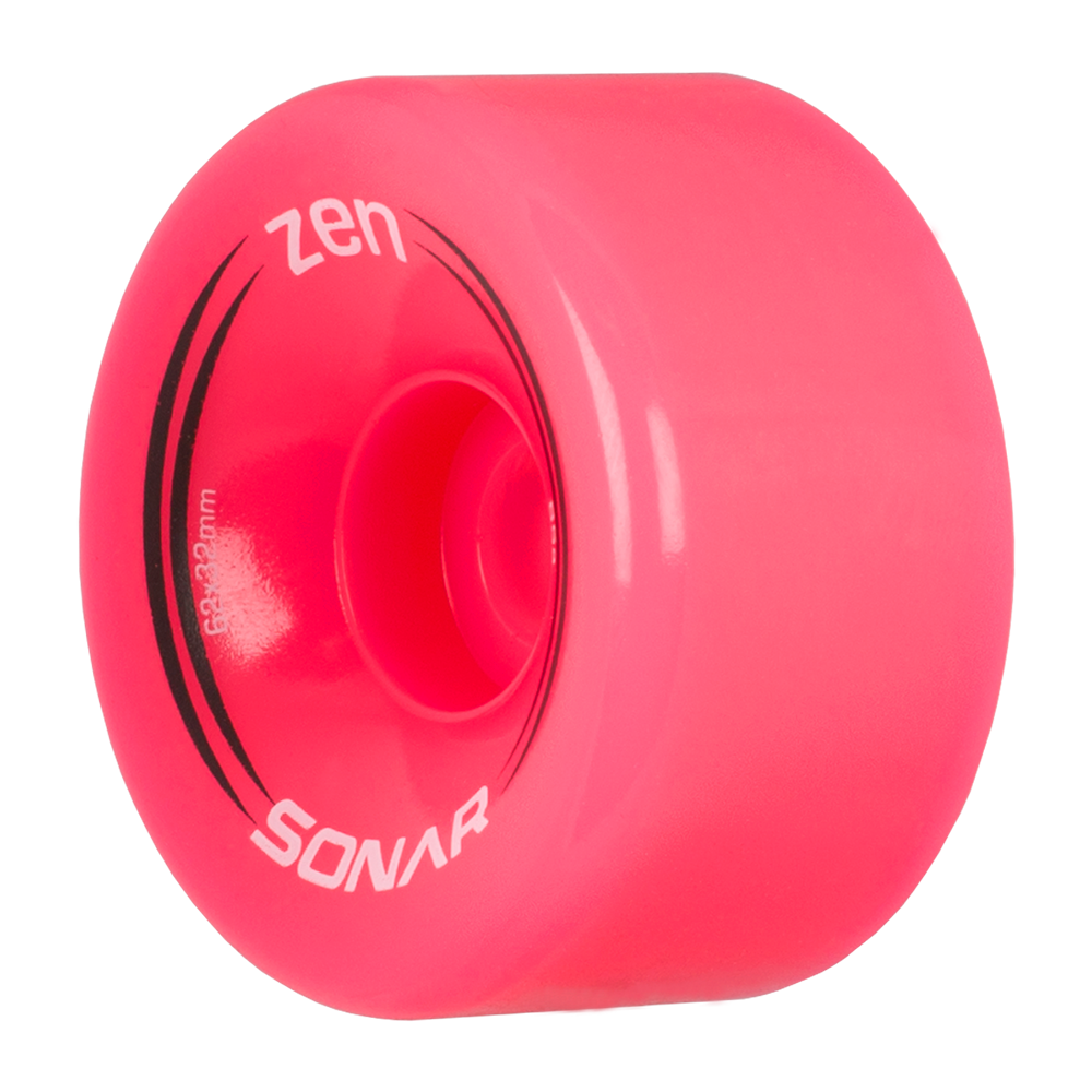 Pink outdoor skate wheel with Zen and SONAR branding on the side