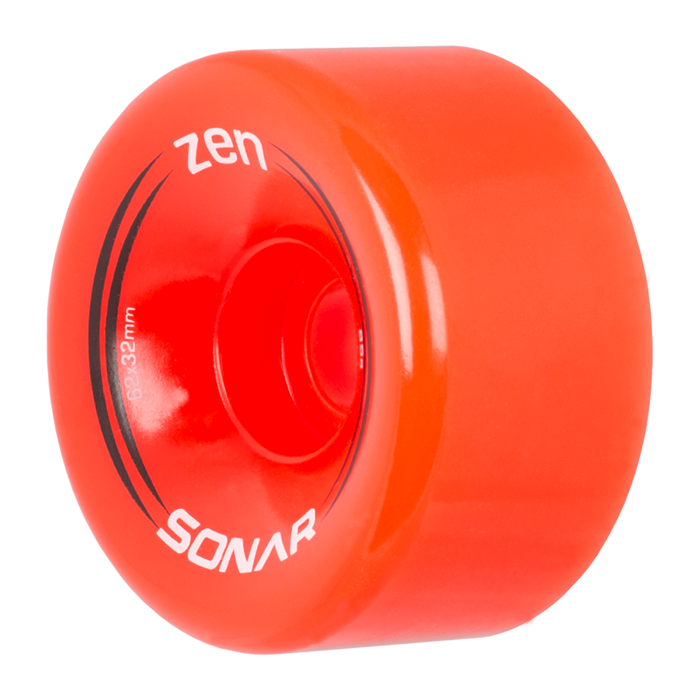 Red outdoor skate wheel with Zen and SONAR branding on the side