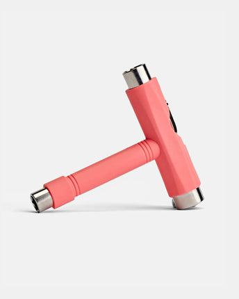 Pink skate T-tool with T-shaped grip and two metal hex bit ends