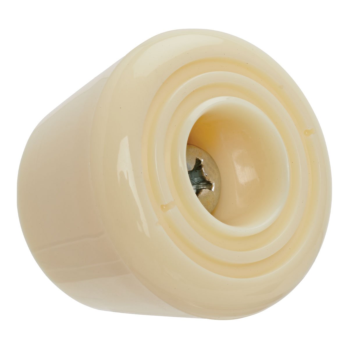 Cream roller skate toe stop with mounting screw