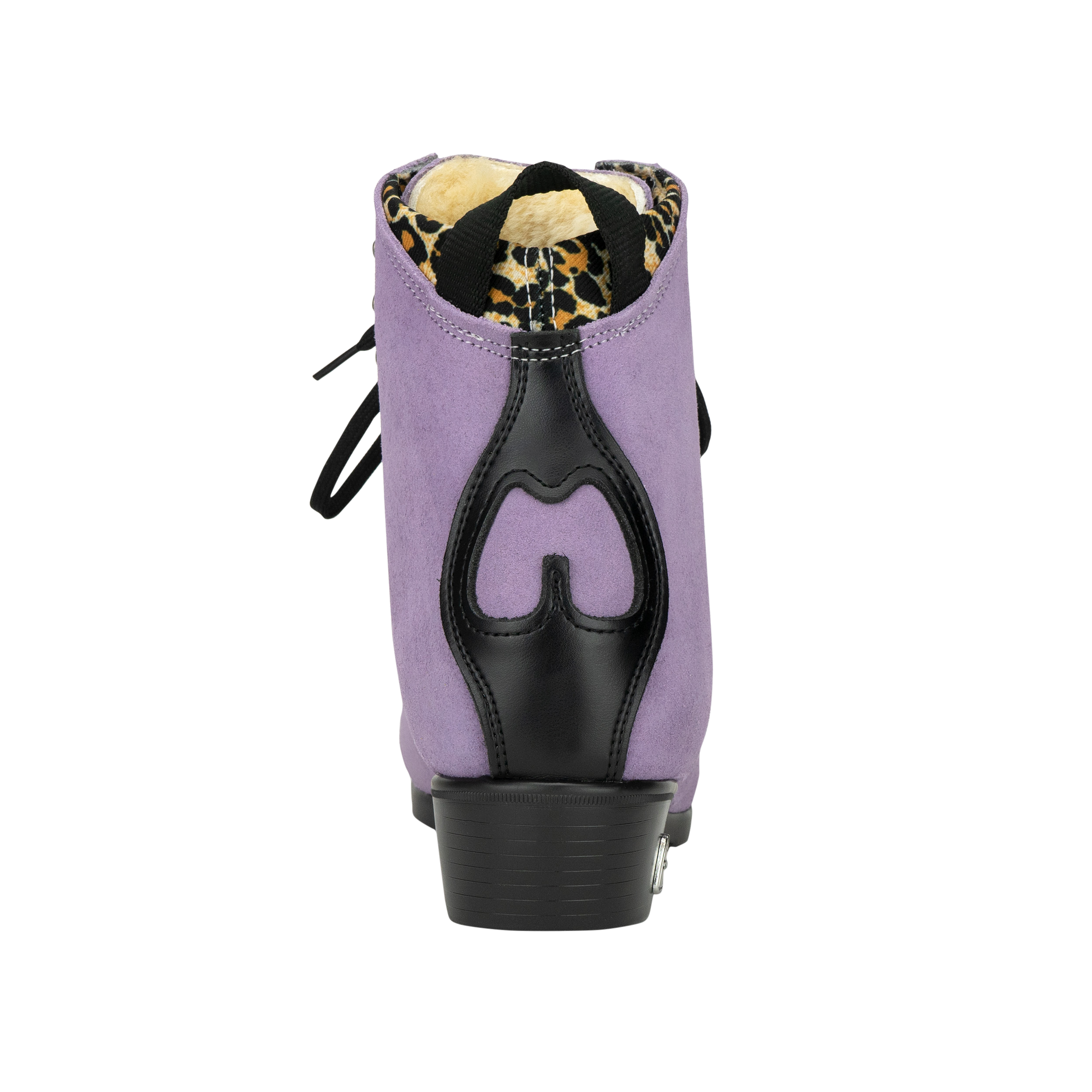 Lilac boot with leopard-print lining and black heel panel