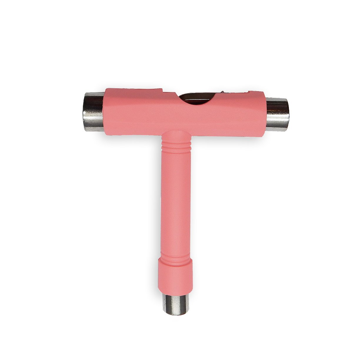 Pink skate T-tool with T-shaped handle and metal hex ends